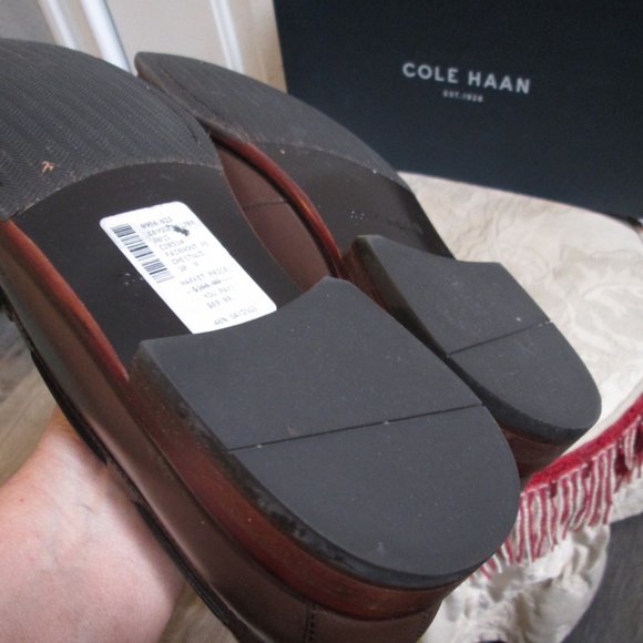 new COLE HAAN FAIRMONT PE Men\'s chestnut leather LOAFERS Sz 10